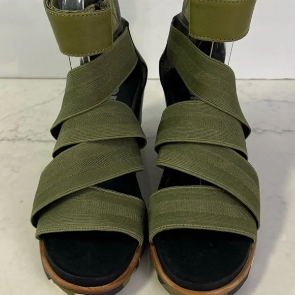 Sorel Women’s Joanie Gladiator ll  Olive Green Wedge Sandals Size 8 - Picture 2 of 8